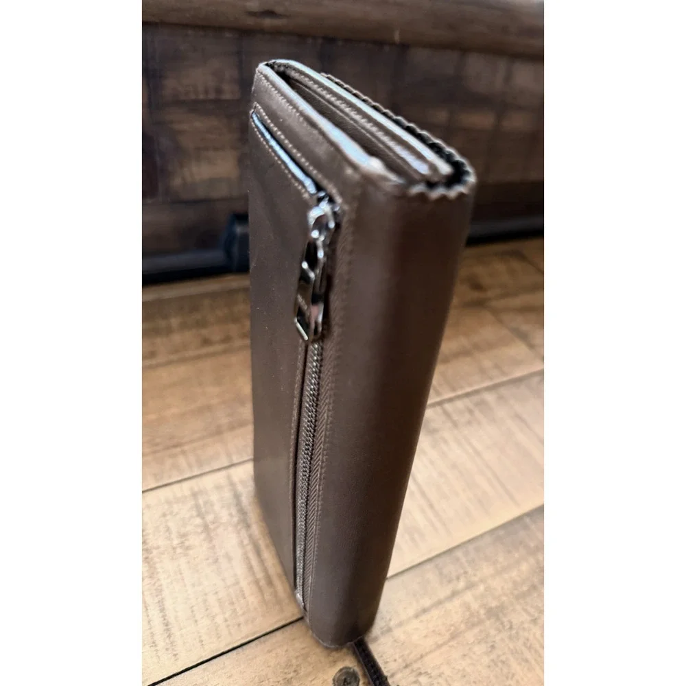 Loewe Wallet Womens Brown Leather Continental Tassel Zip Anagram Logo Spain
